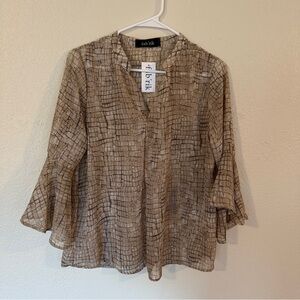Fab'rik Anika Snake Print Blouse - Taupe Women’s Sz M